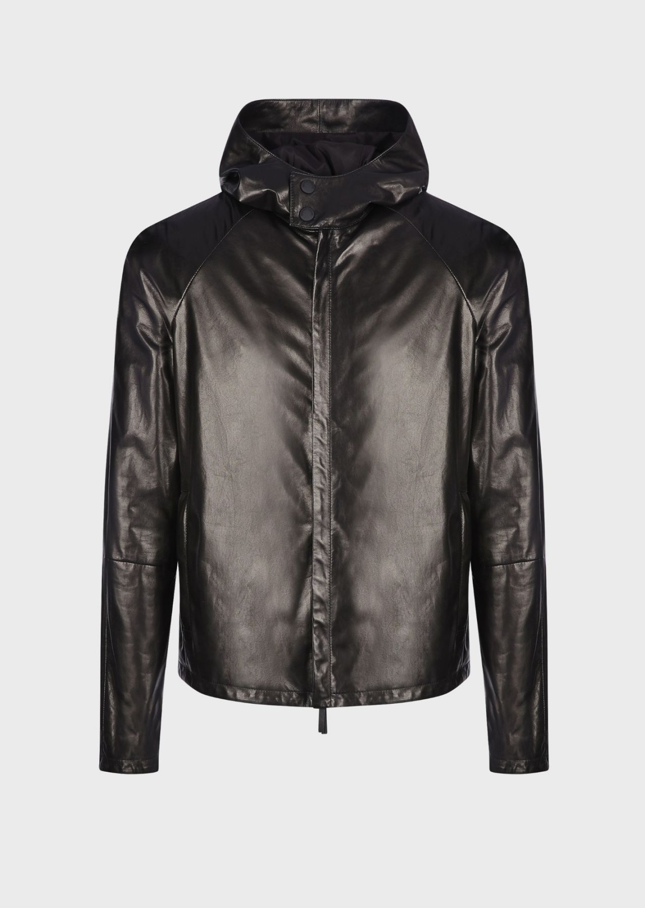 羊皮革连帽皮衣