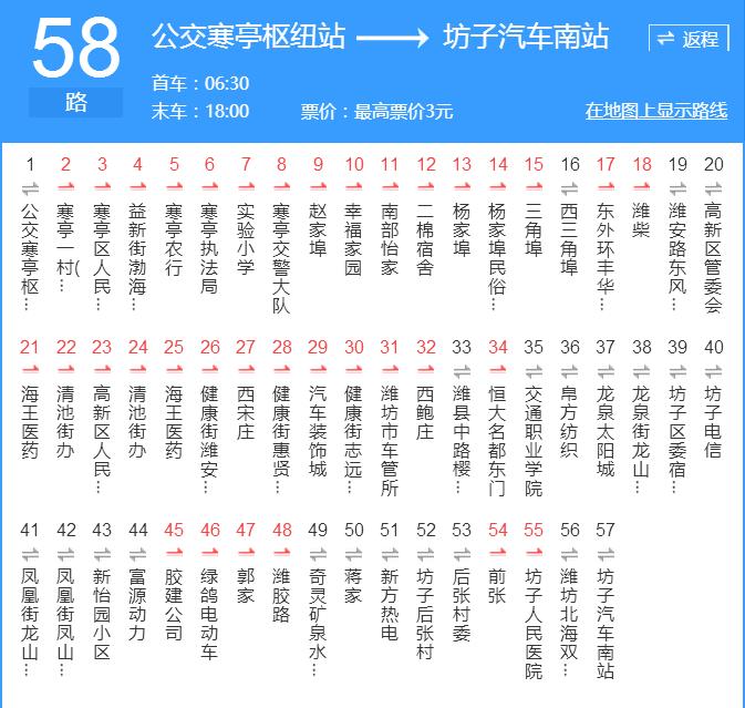  p>潍坊公交58路是潍坊市的一条公交车线路,隶属于 a href="#" data