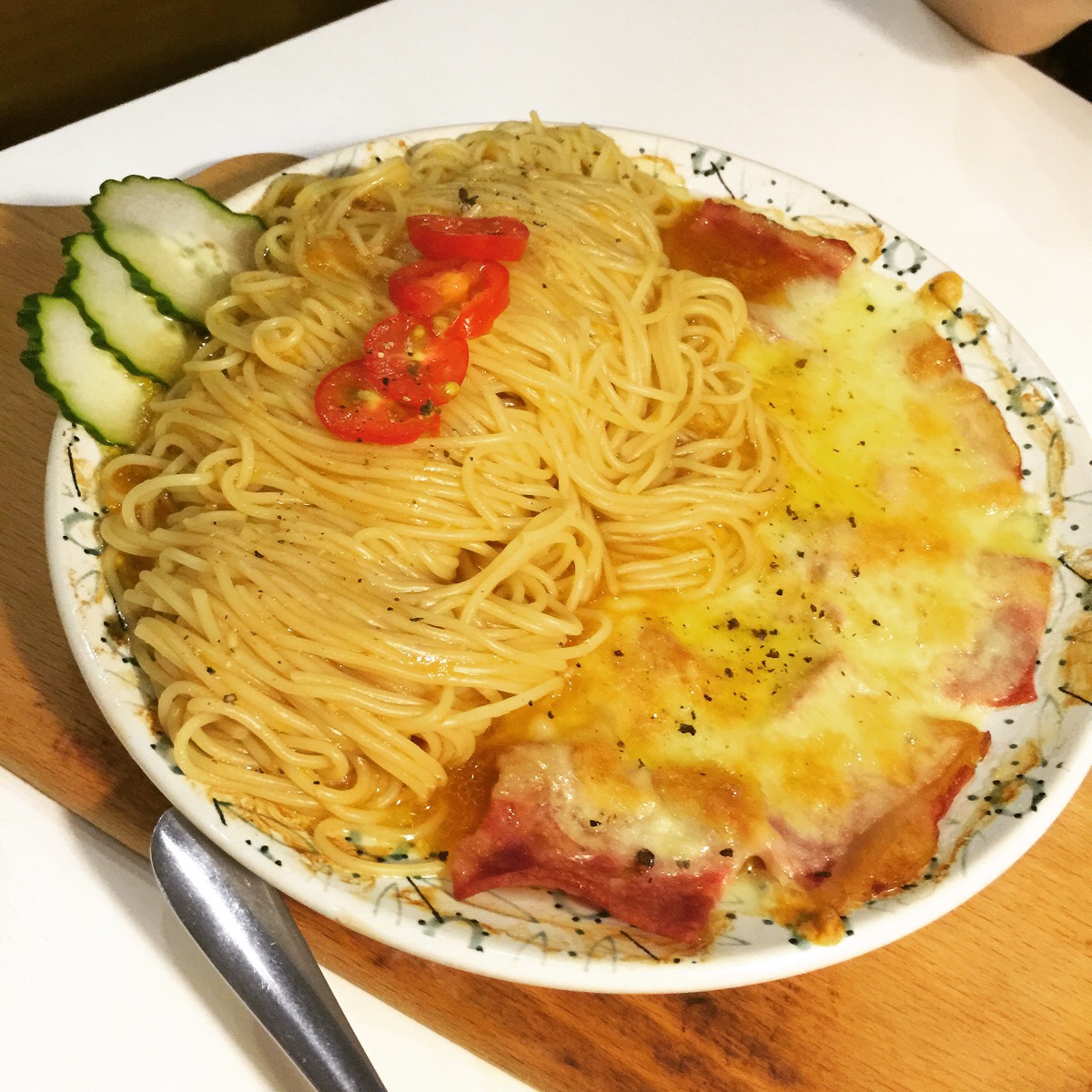 海鲜菇培根芝士意粉