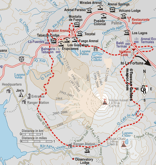 ">阿雷纳火山 /a>(arenalvolcano)在距离首都圣何塞西北大约147公里处