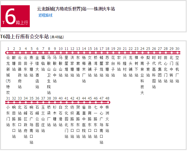 株洲公交t6路