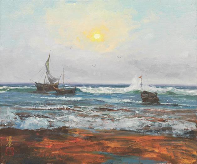  p>《启航》是朱曜奎2009年创作的布面油画. /p>