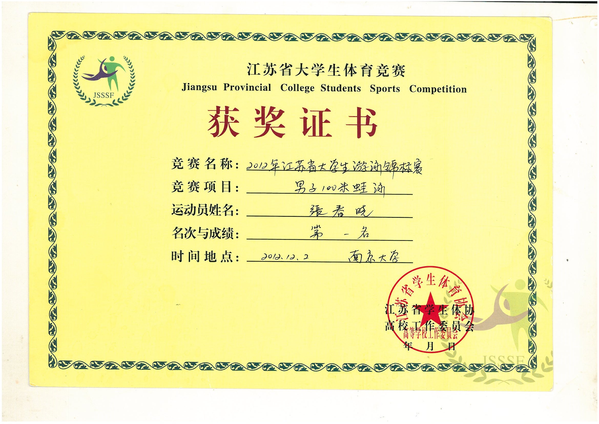 张春晓.男(原辽宁省游泳队运动员)