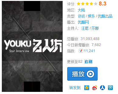  p>《优酷名人坊》是优酷网出品的一档明星访谈节目,节目通过主持人对