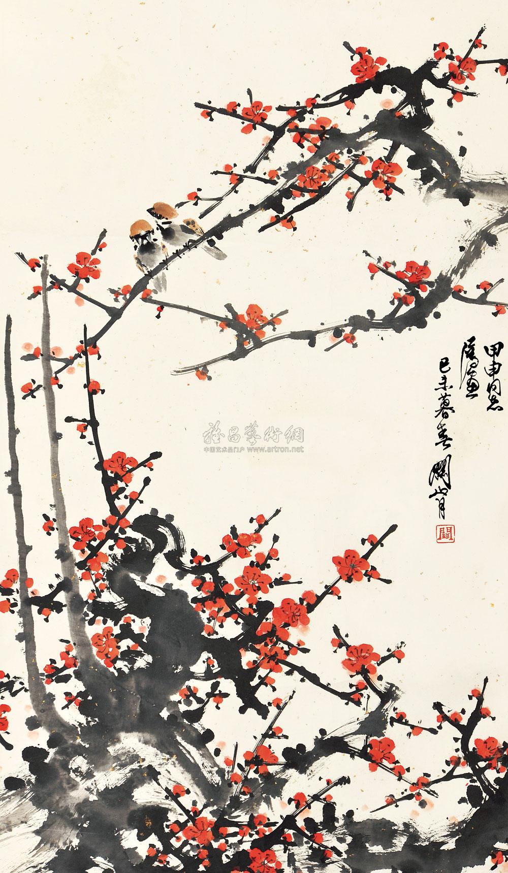 红梅迎春立轴