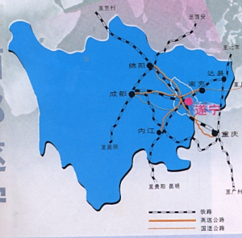 <p>遂宁在四川的位置