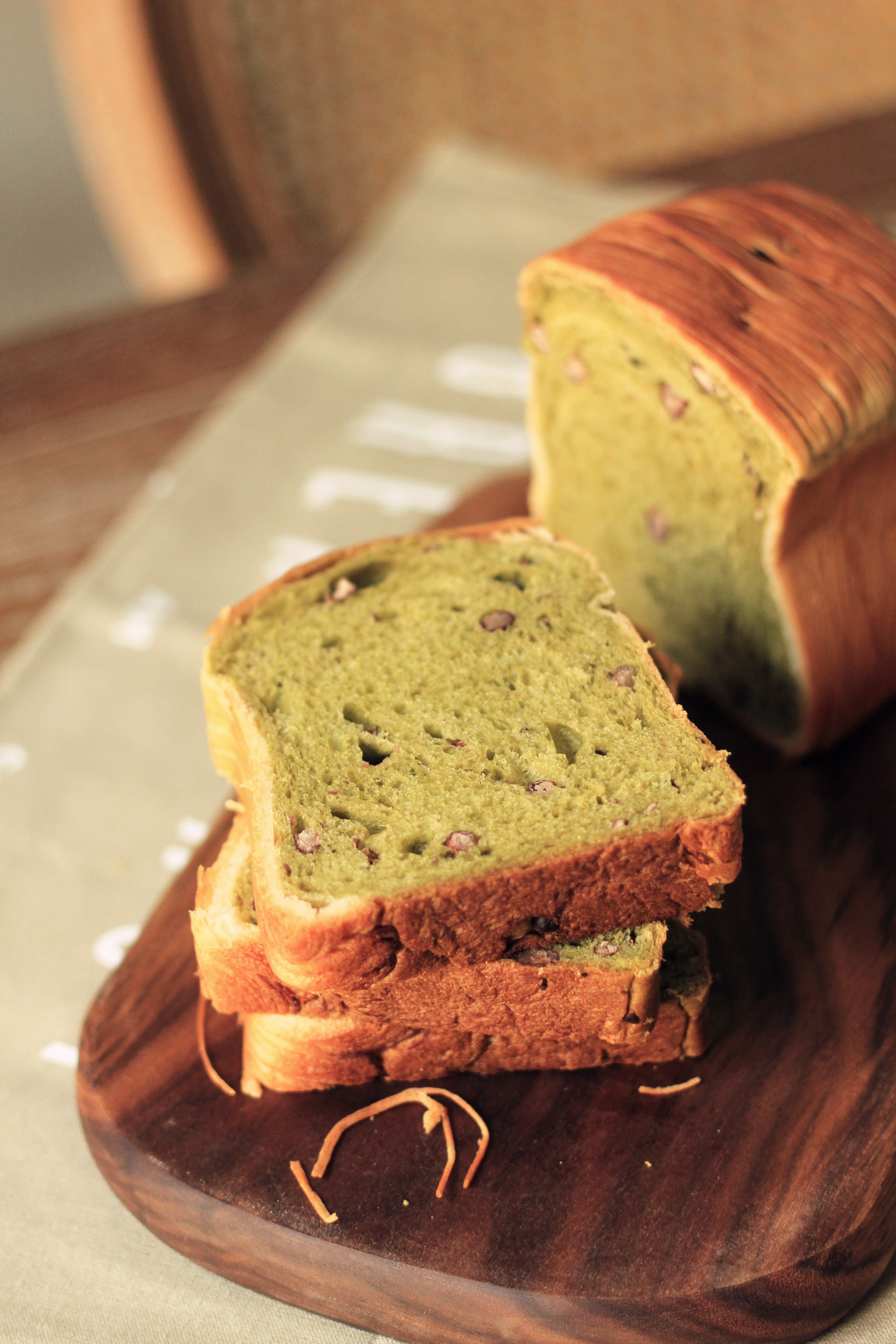 抹茶红豆三色土司