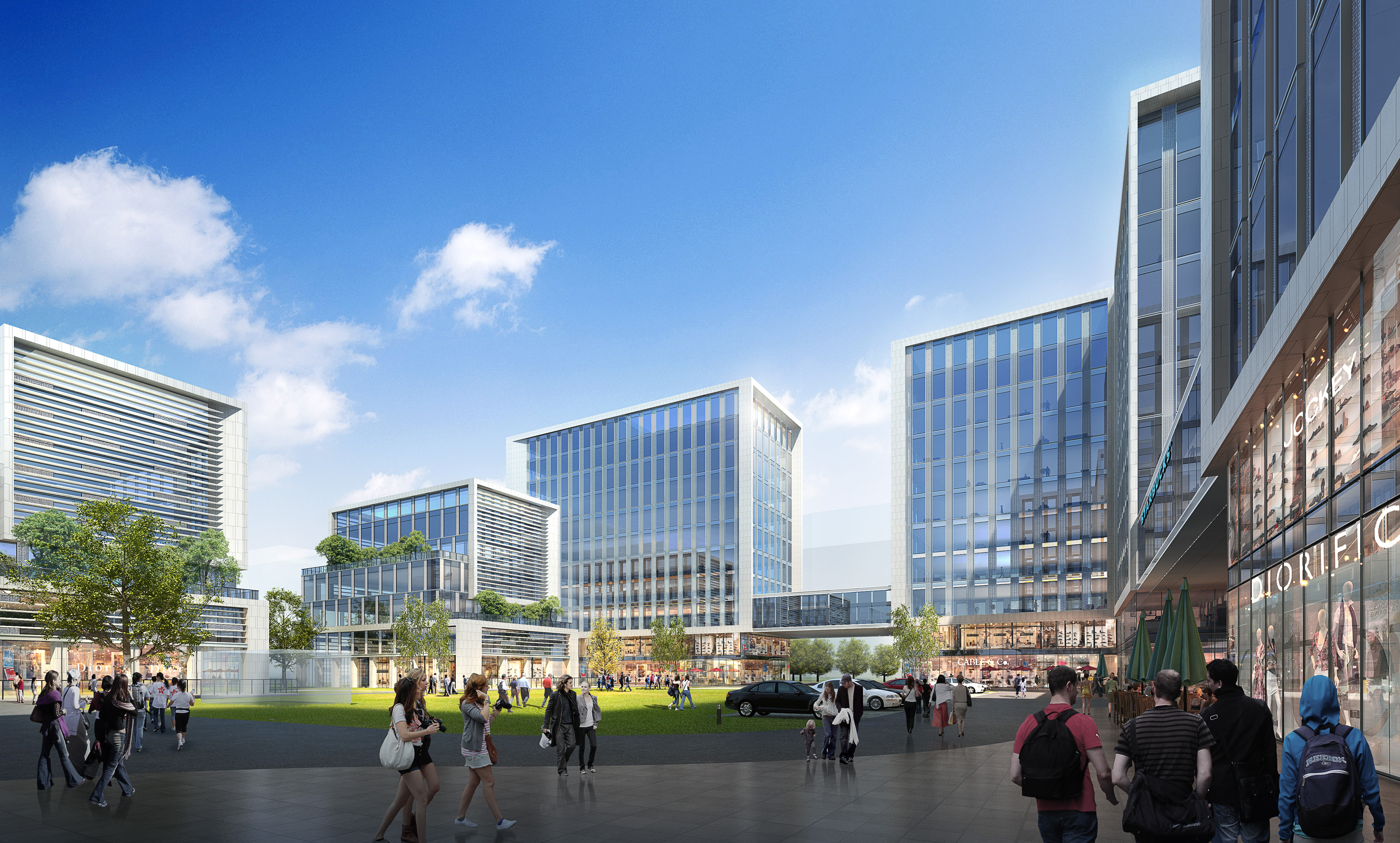 以总部经济为纽带,打造成一个集商务办公,品牌商业,生活服务等多元