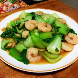 虾仁扒油菜