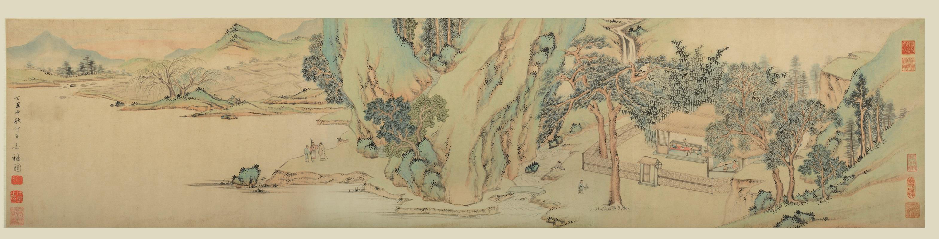 明文氏父子《山静日长图》合卷