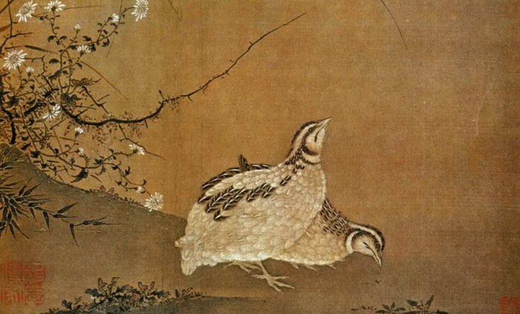 李安忠野菊秋鹑图