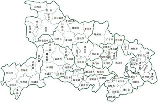 <p>湖北省县级分界图