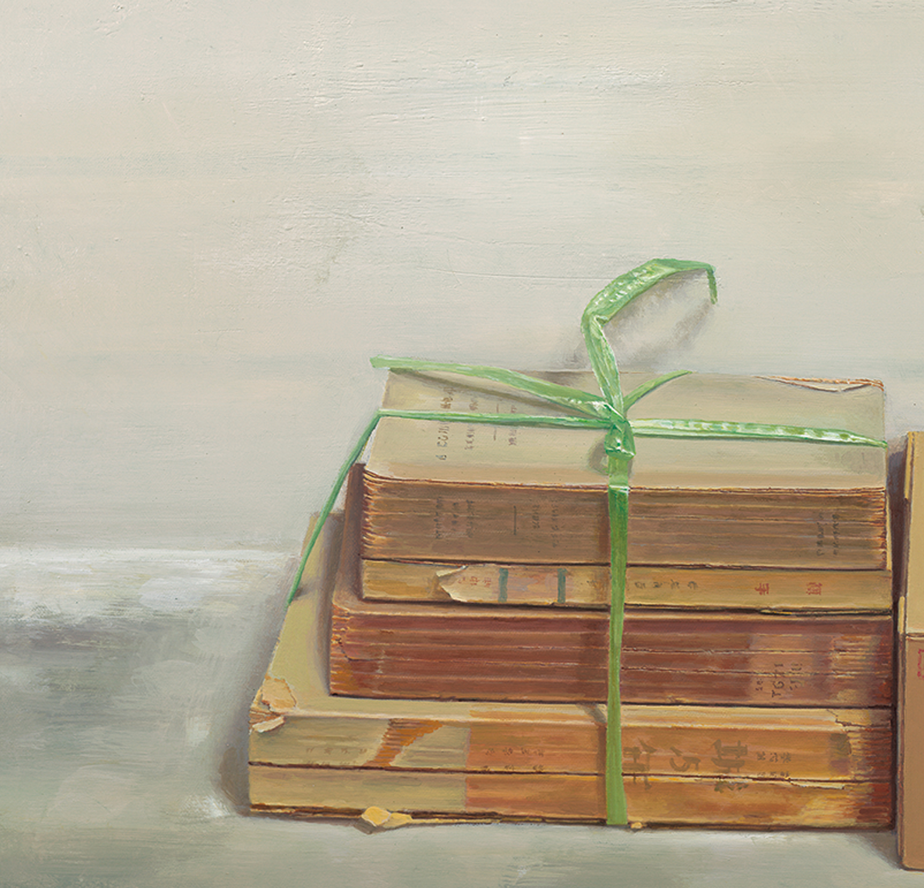 data-lemmaid="7982547">李士进于2008年创作的油画作品,两摞书