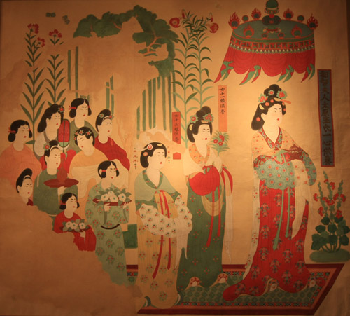  p>这幅画是唐代供养人画像中规模最大的一幅,共画了十二个人像,第一