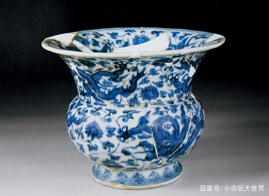 钧窑天蓝釉渣斗式花盆_百科TA说