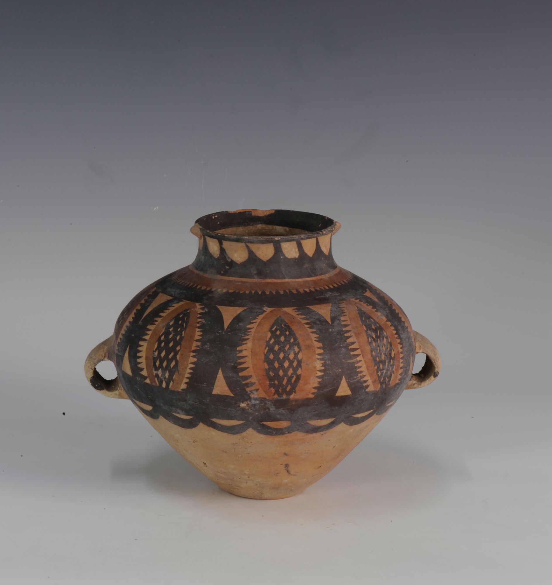 网格纹彩陶双耳壶