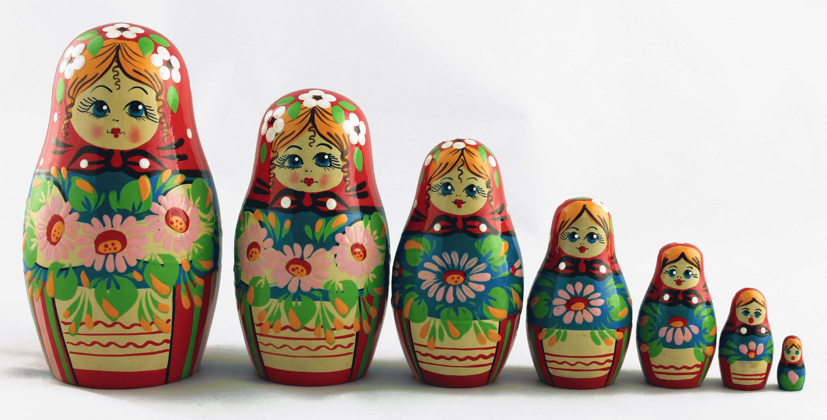  p>俄罗斯套娃(俄语:матрёшка;英语:matryoshka doll)是 a