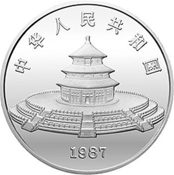 中国熊猫金币发行5周年纪念银币