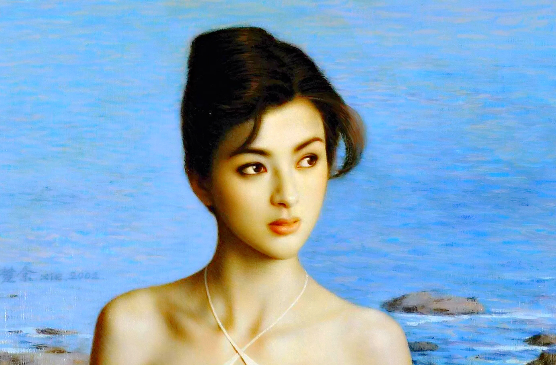 謝楚余 女性人物 油彩 手描き 70×100cm 都是画女人，谢楚余一幅只卖71万，冷军的一幅卖649万_百科TA说