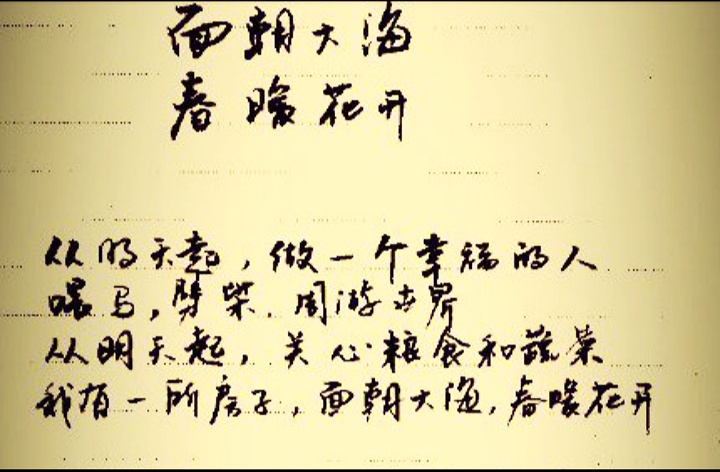 海子：陌生人，我也为你祝福……只愿面朝大海，春暖花开…………_百科TA说