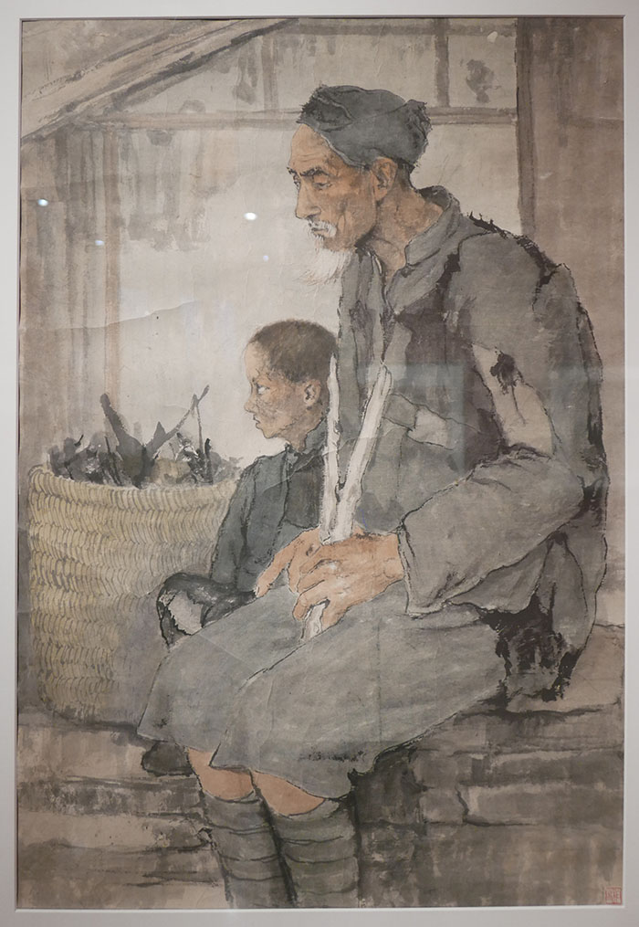 《贫穷父子》是李斛1946年创作的纸本水墨设色中国画,现收藏于中国