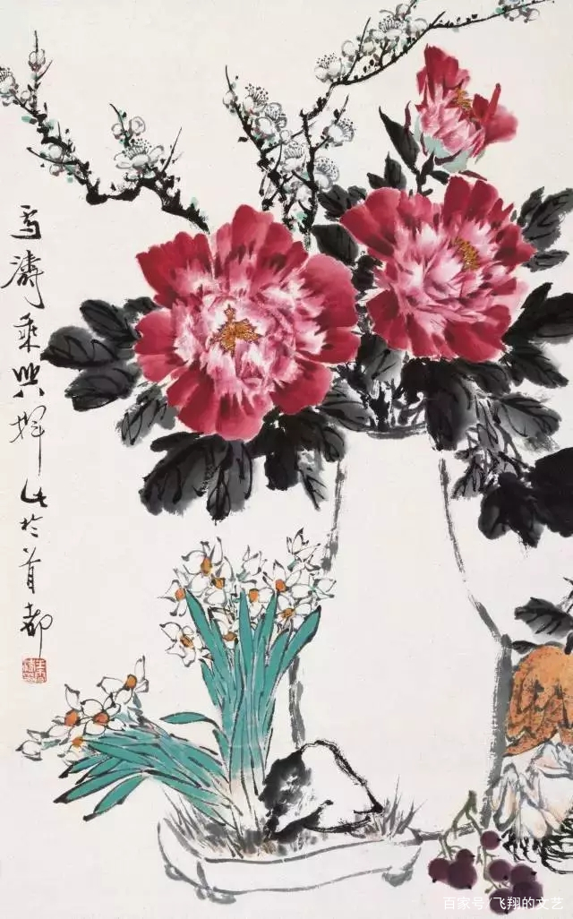 A54，再读王雪涛画的牡丹花（共九个作品）浓墨配曙红_百科TA说