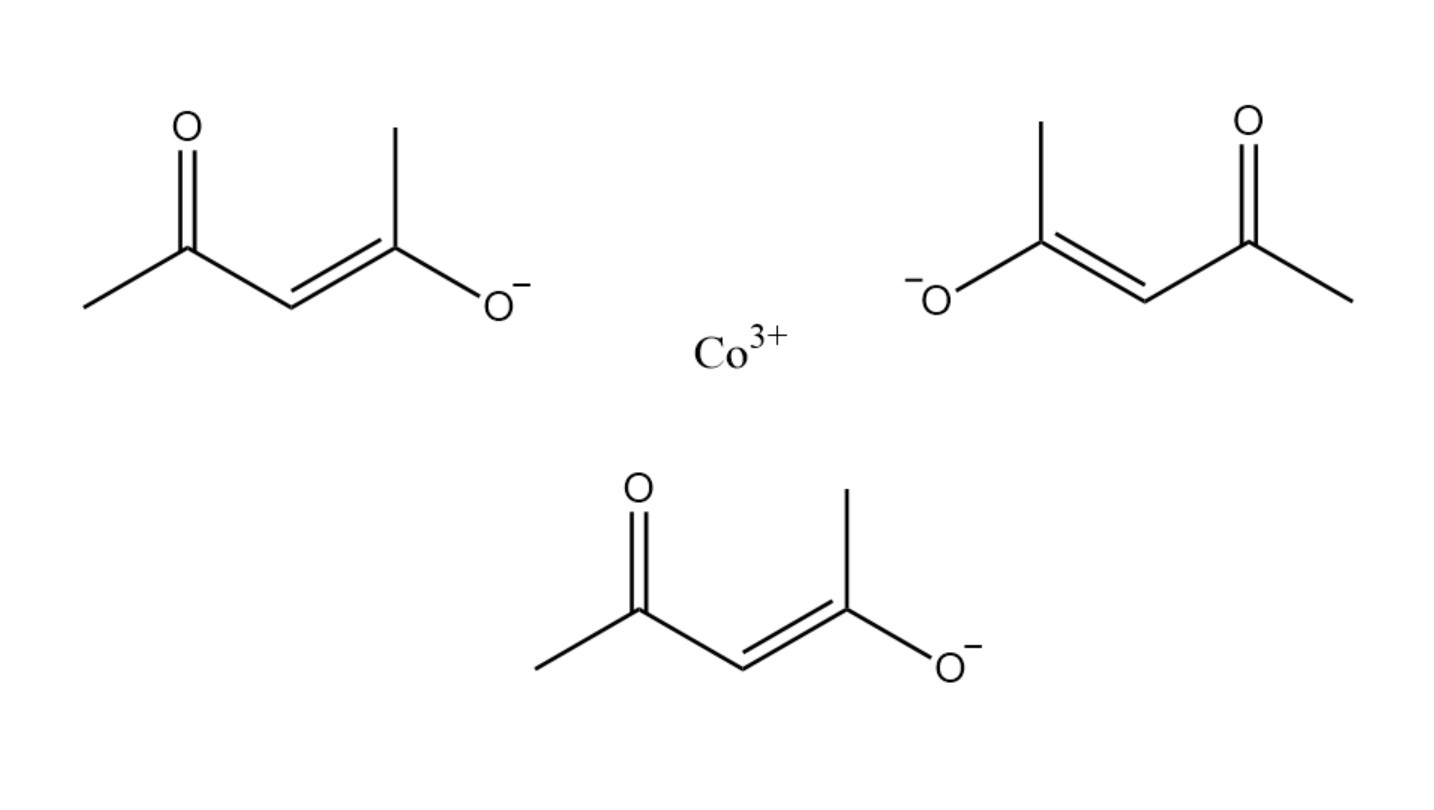  p>乙酰丙酮钴(iii),又名2,4-戊二酸钴(iii) ,是一种有机化合物,化学
