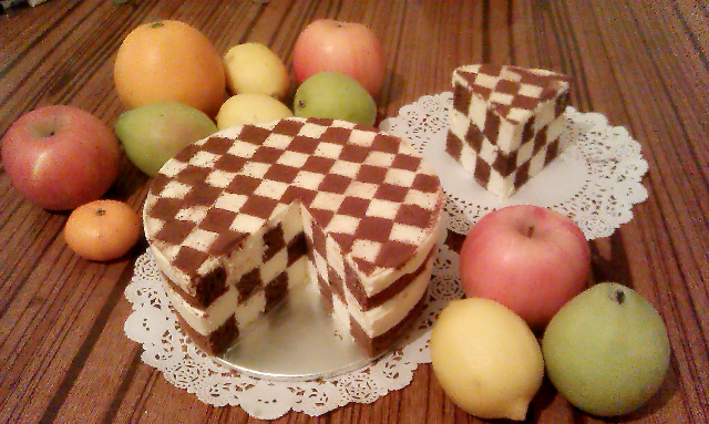 奶油奶酪可可棋格蛋糕