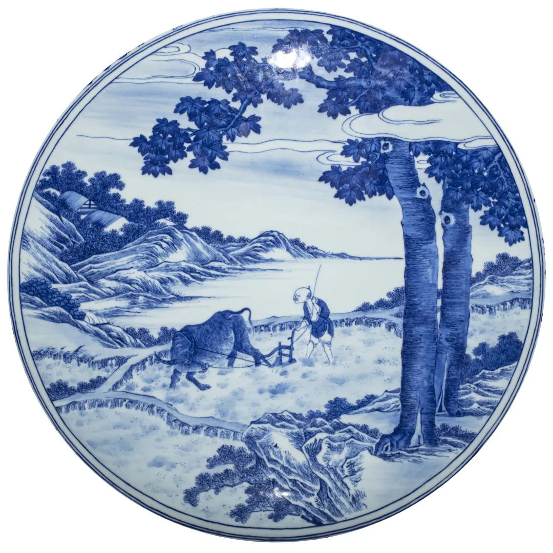 清乾隆青花開窓龍鳳呈祥福寿抱月瓶 景徳鎮 陶磁器 装飾品 現代工芸品美術品 置物 乾隆盛世的农耕理想——青花“春耕图”福寿如意抱月瓶赏析_百科TA说