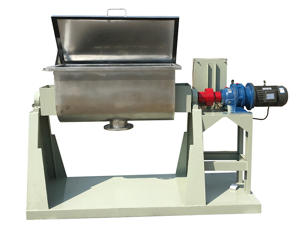  p>卧式双螺条混合机其功能是将各种成份的粉料,液体混合均匀,具有