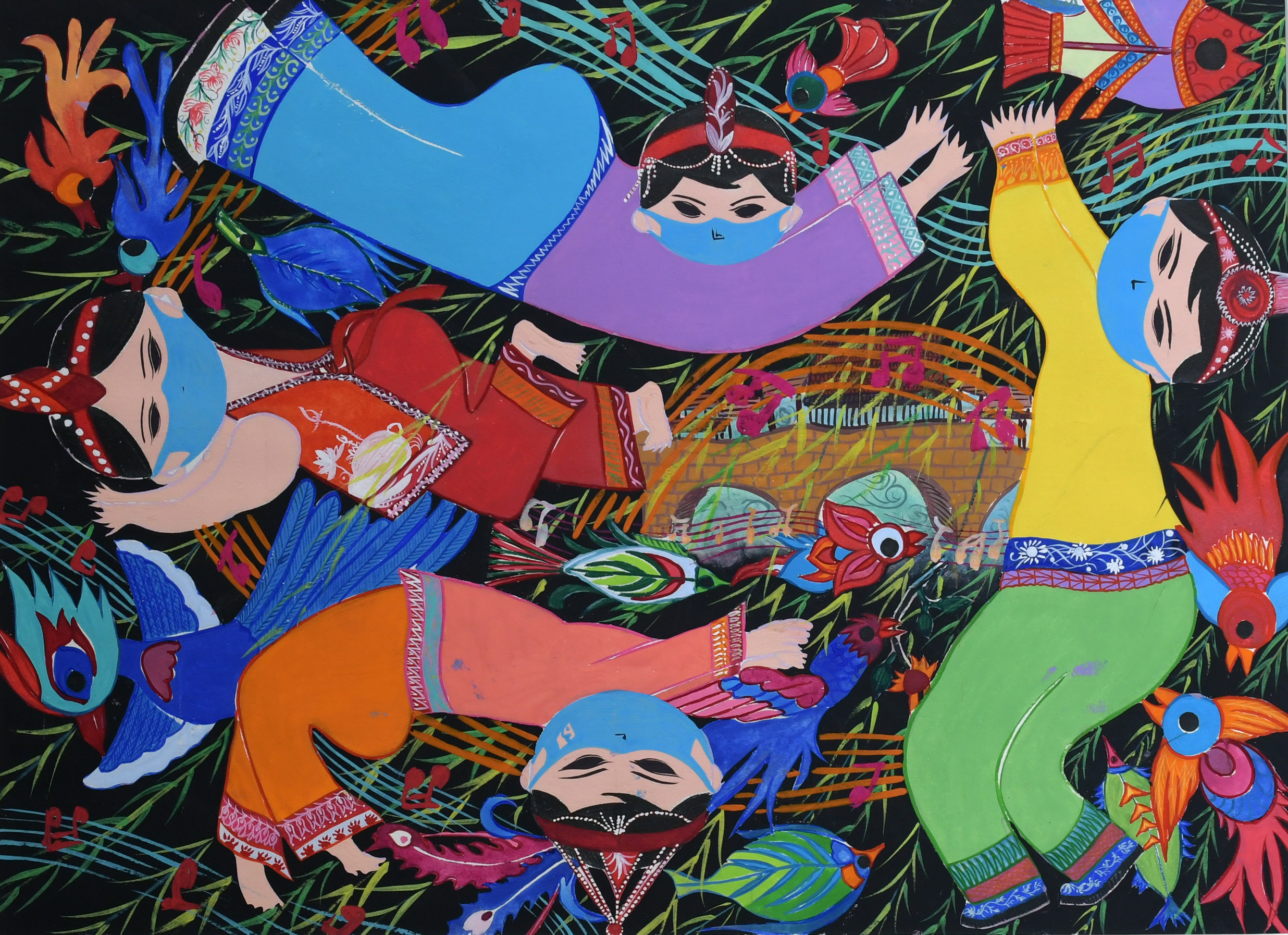 "畲族民间绘画"是文艺助力项目之一,是浙江省美术家协会根据畲乡 a t