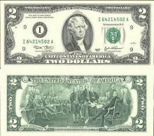 2美元上的杰斐逊头像