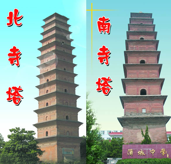 城内西南方向的慧彻寺诸舍利宝塔遥相呼应,"双塔夜影"是蒲城八景之一