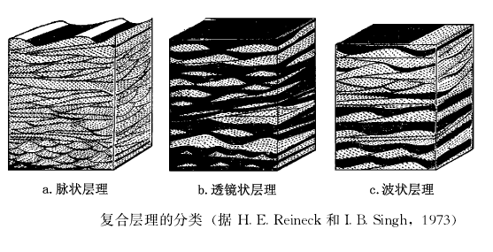  p>复合层理是指湖泊与三角洲前缘水体的频繁进退退