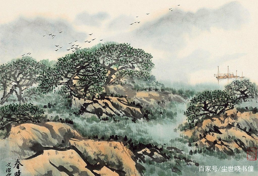 韦应物最像油画的一首小诗，春潮带雨晚来急，野渡无人舟自横！_百科TA说