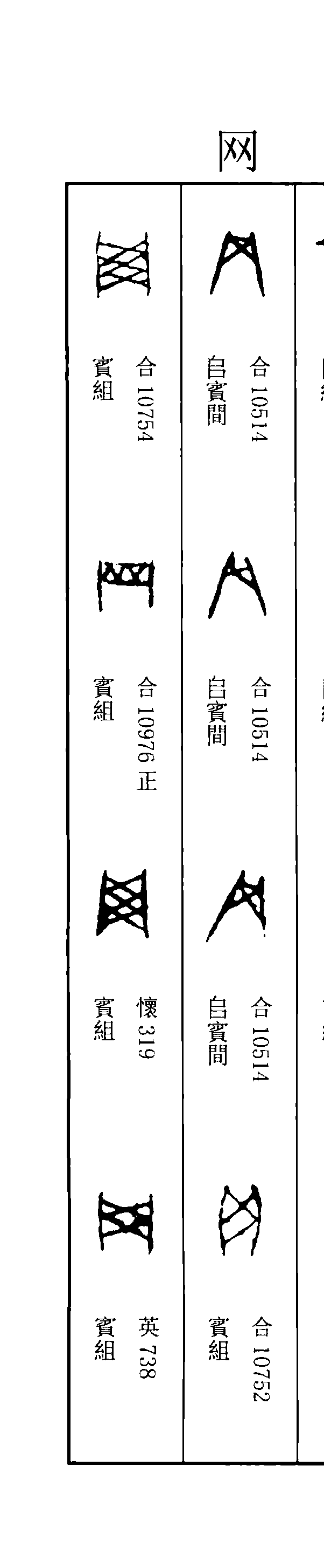 此字始见于商代甲骨文及商代金文,其古字形像一张网.
