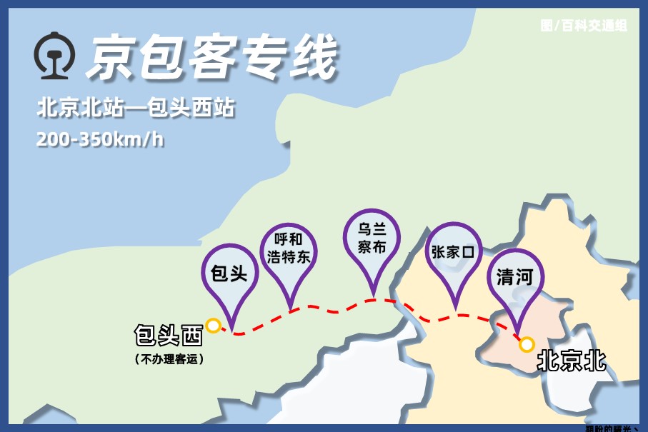  p>京包高速铁路(beijing-baotou high-speed railway),即京包客专线