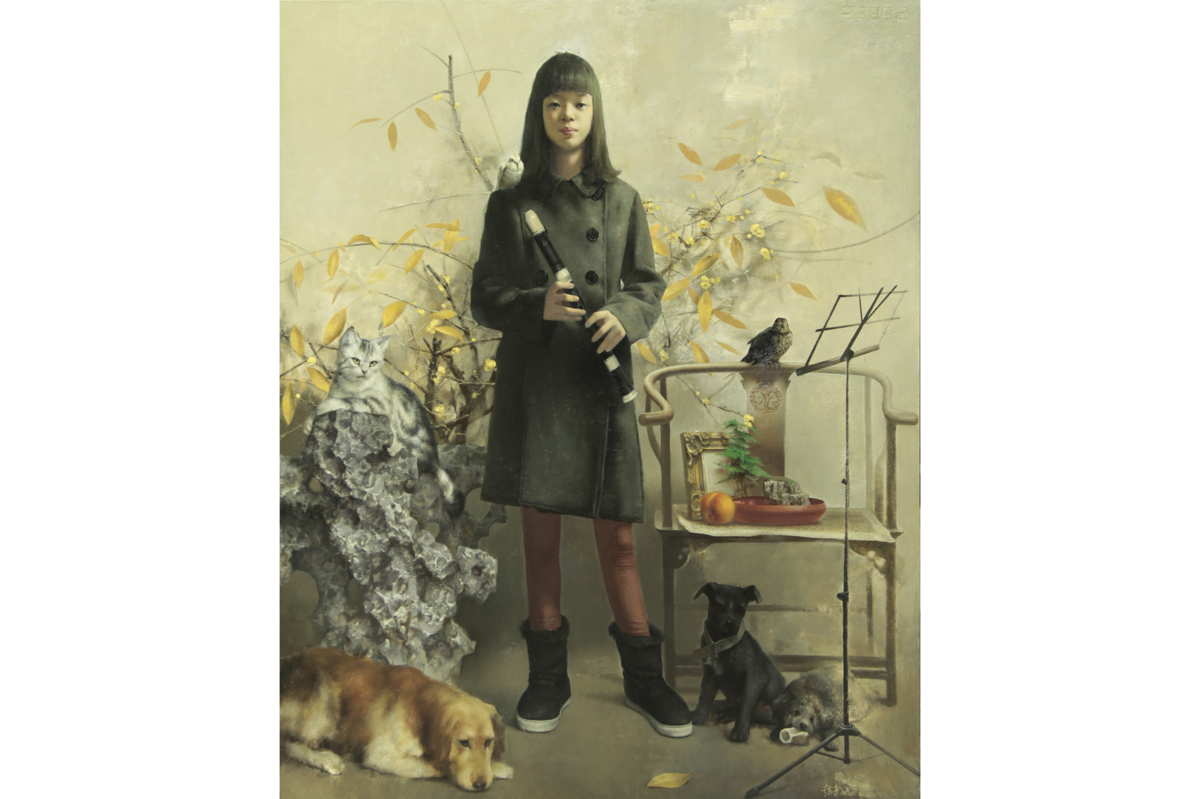  p>《遗失的乐章》为赵青创作于2020年疫情期间的一件油画作品,作者