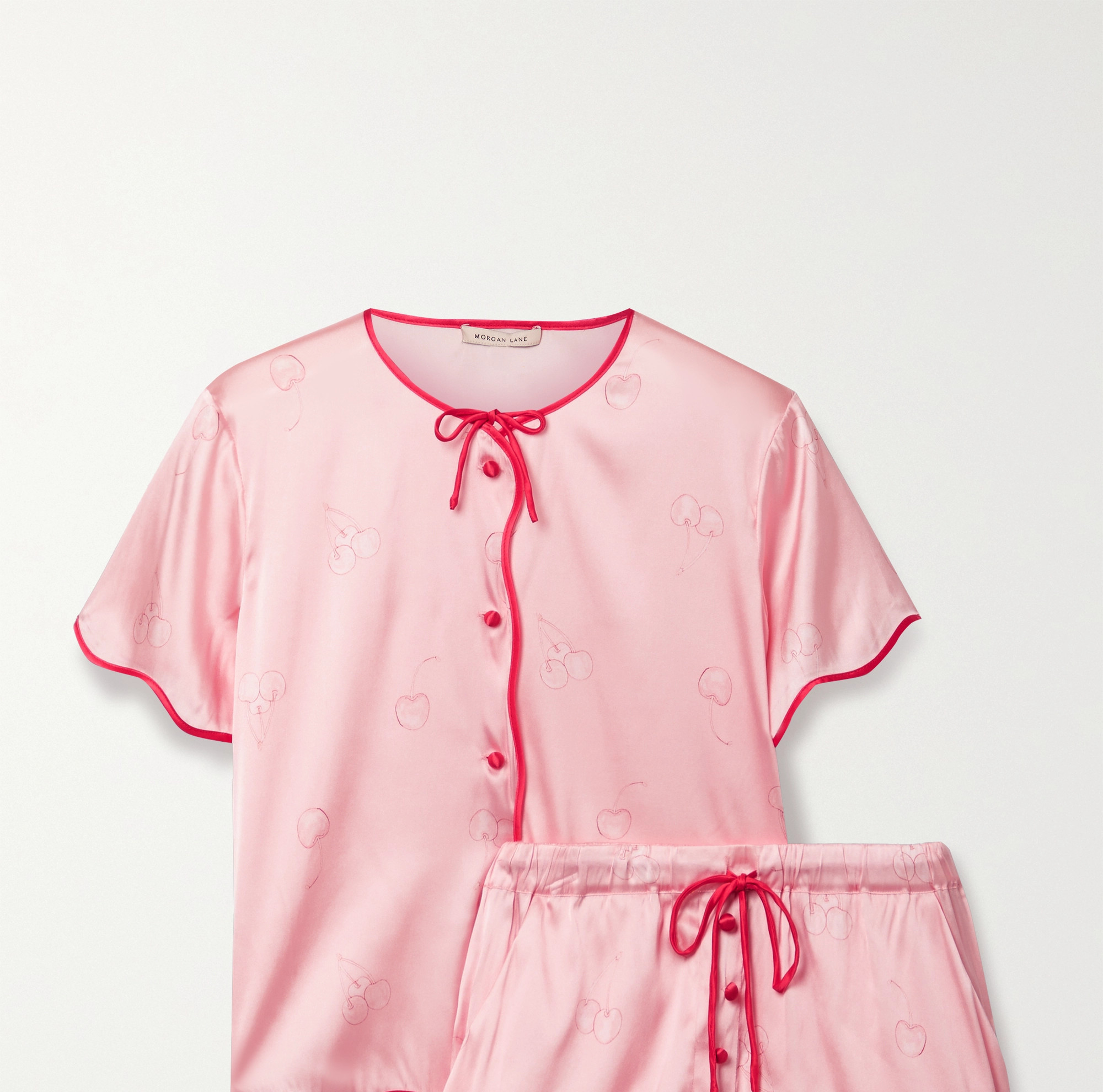 印花真丝混纺缎布睡衣套装