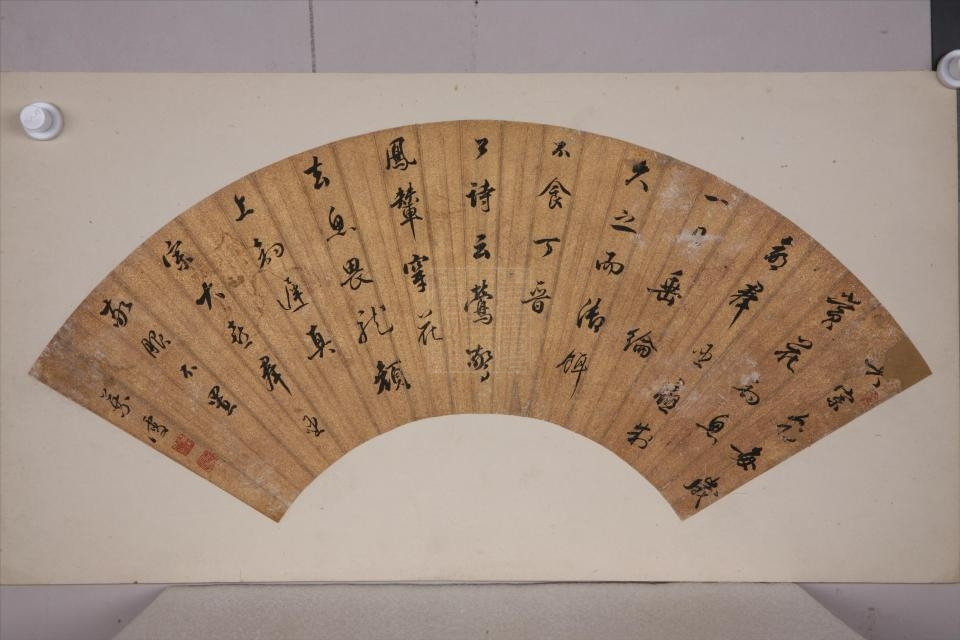 清叶雪行书扇面