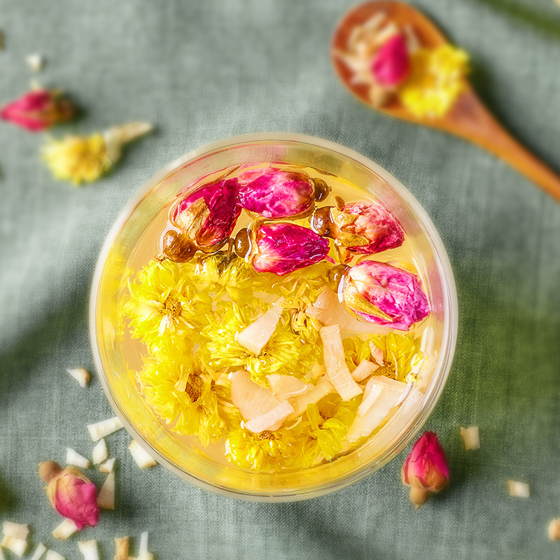  p>菊花玫瑰茶是一种茶,主要材料有胎菊花,干玫瑰等. /p>