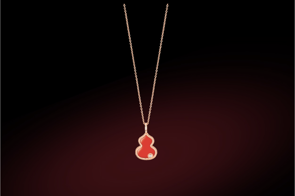 petite wulu 18k玫瑰金红玛瑙及钻石项链