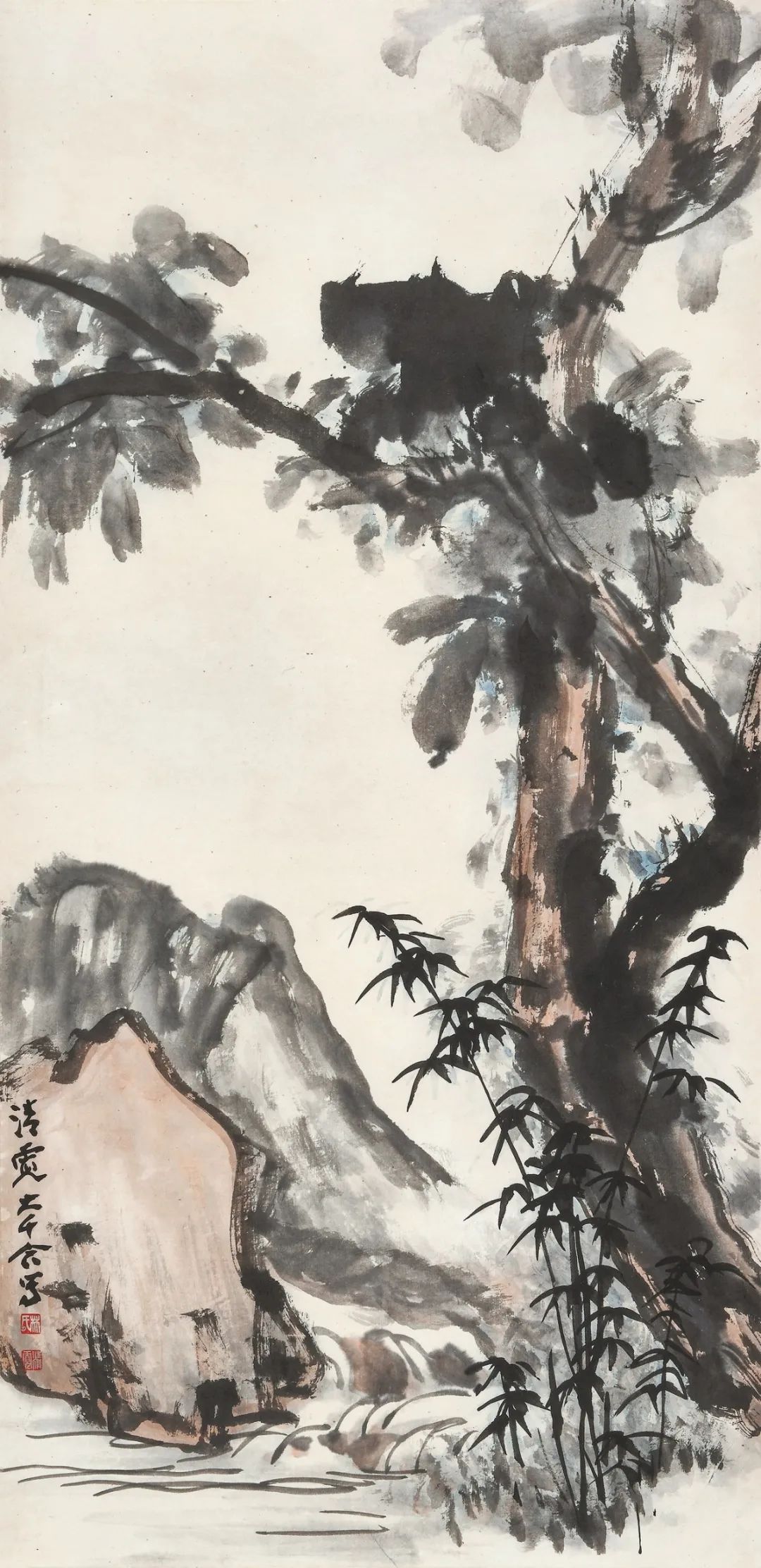 中国美術・純手描き三尺山水画芯・水墨画・張大千印款・肉筆・宣紙・茶道・文房・国画 中国美術・純手描き三尺山水画芯・水墨画・張大千印款・肉筆