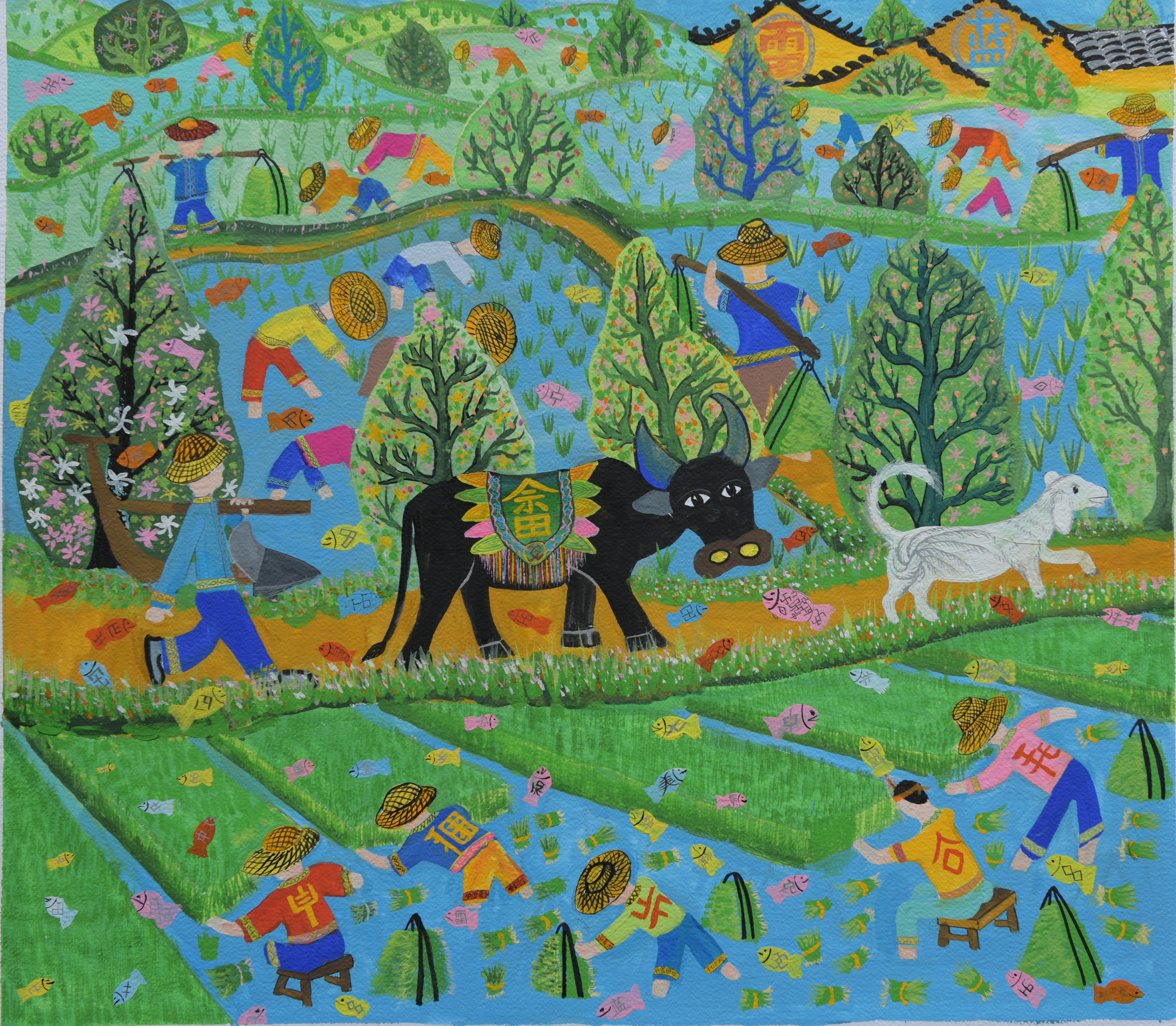 "畲族民间绘画"是文艺助力项目之一,是浙江省美术家协会根据畲乡<a t