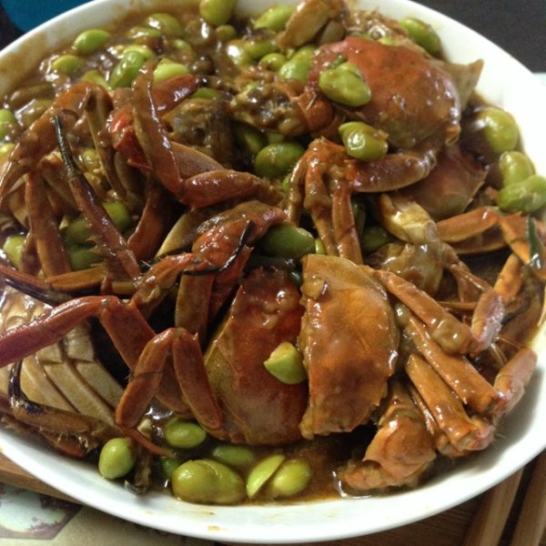 毛蟹炒毛豆