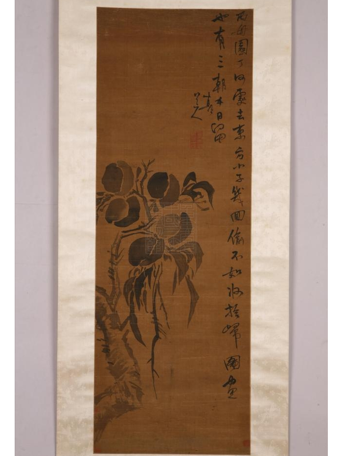 清颠道人墨桃图轴