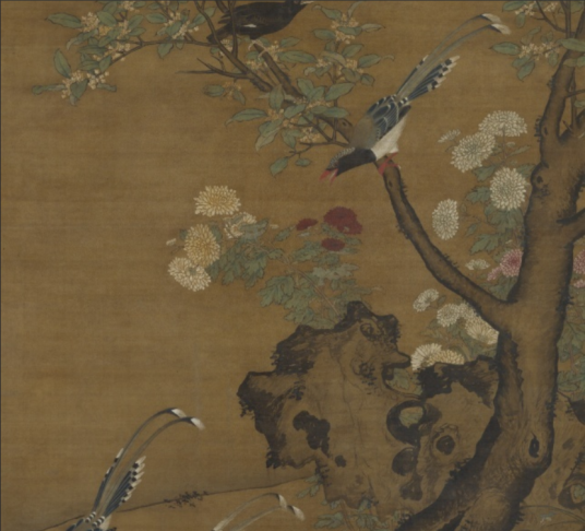桂菊山禽图（明代吕纪创作绢本设色画）_百度百科