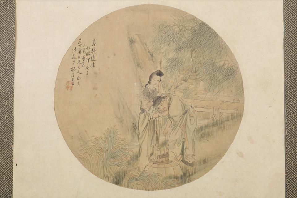 清杨仲毓人物团扇面