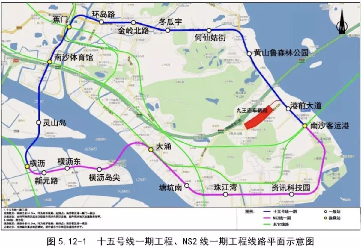 广州地铁15号线为南沙内部的环线,规划为蕉门