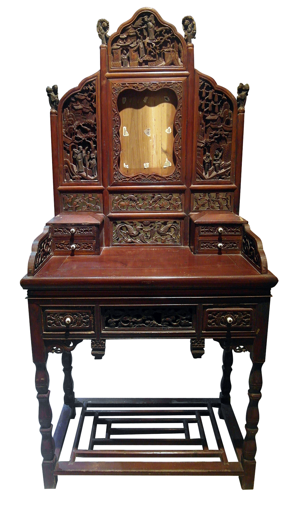 清晚期徽派浮雕人物梳妆台